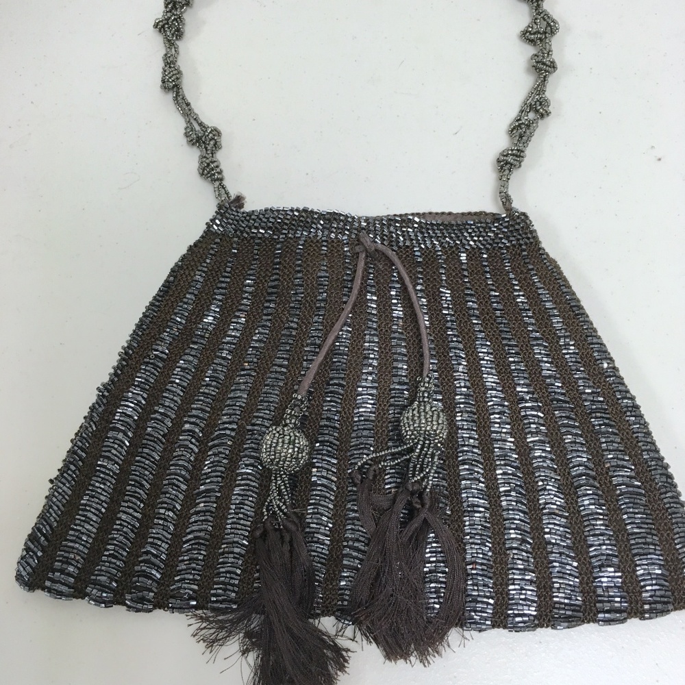 Chan Luu INDIA beaded brown black evening bag